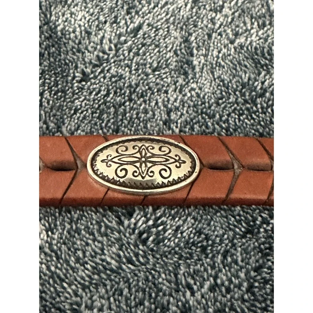 Brighton Belt Braided Brown Leather 5‎ Medallions Plus Buckle Western S VTG